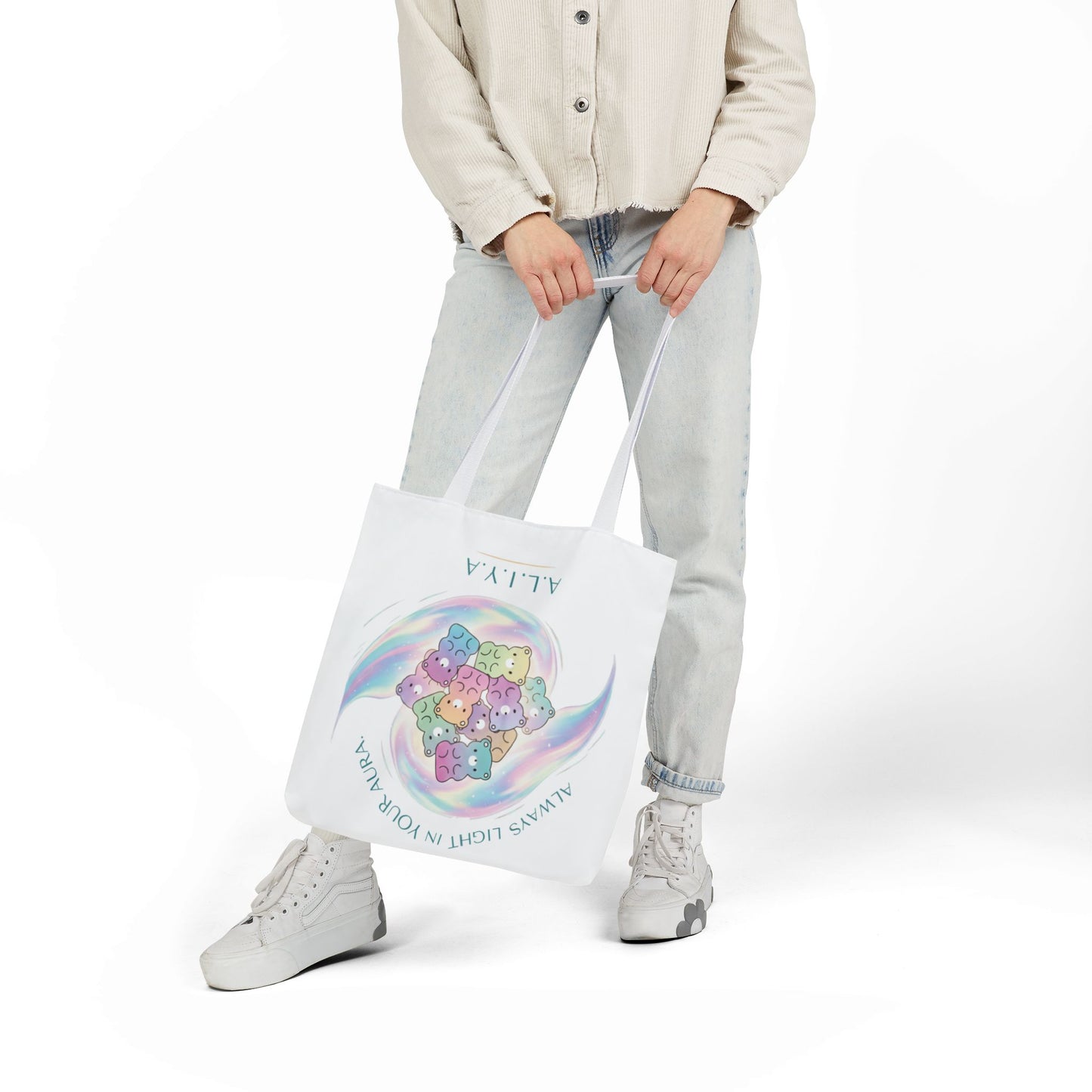 Personalized Initial Quote Pastel Cloud Canvas Tote Custom Name