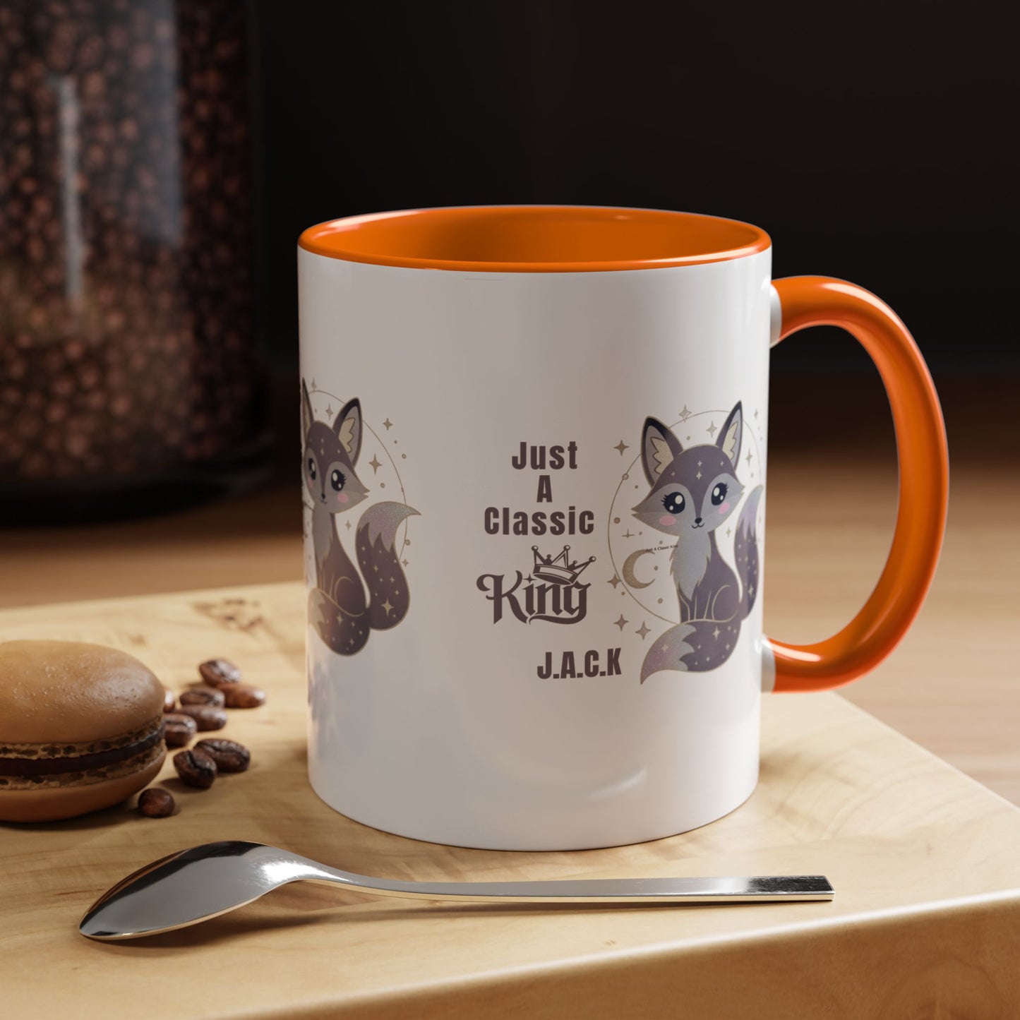 Personalized Initial Fox King Accent Coffee Mug