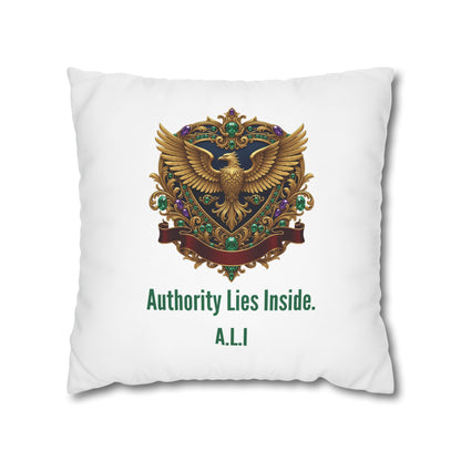 Personalized Initial Quote Eagle — Custom Sayings on Square Poly Canvas Pillowcase