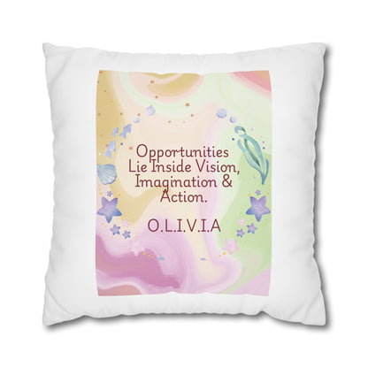 Personalized Initial Quote Ocean Theme — Custom Sayings on Square Poly Canvas Pillowcase