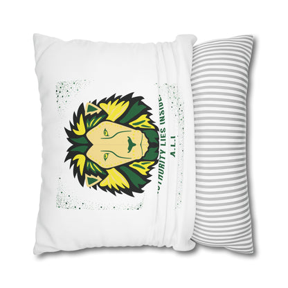 Personalized Initial Quote Lion — Custom Sayings on Square Poly Canvas Pillowcase