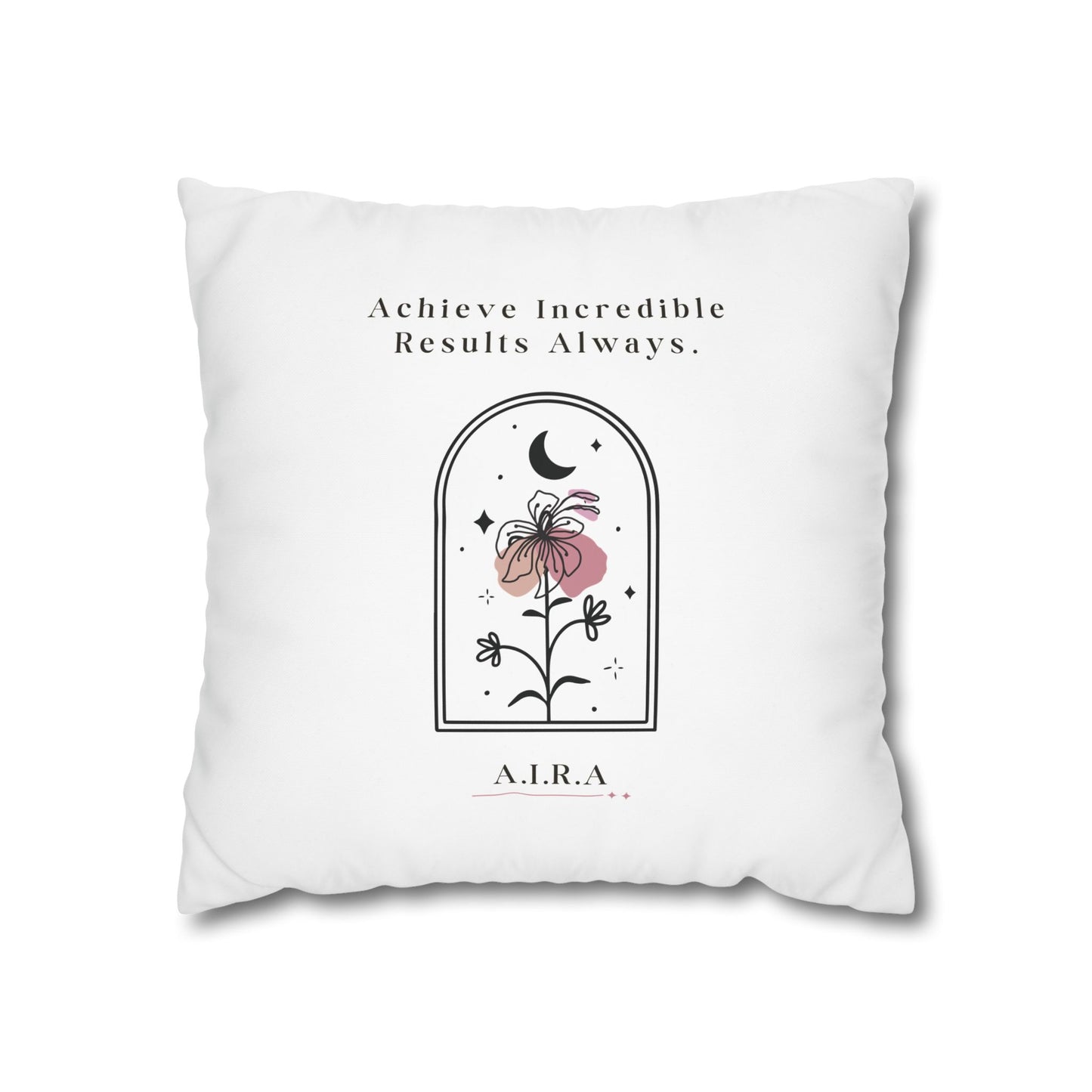 Personalized Initial Quote Floral Moon — Custom Sayings on Square Poly Canvas Pillowcase