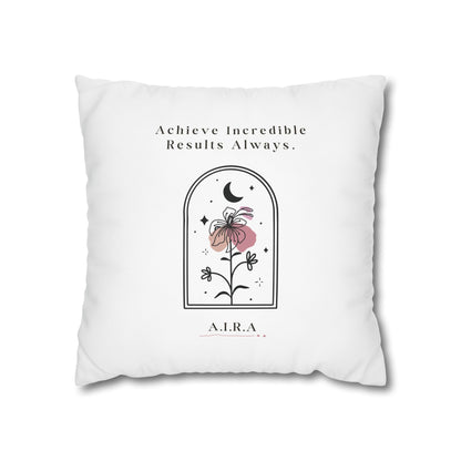 Personalized Initial Quote Floral Moon — Custom Sayings on Square Poly Canvas Pillowcase