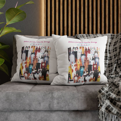 Personalized Initial Quote Cat Collage — Custom Sayings on Square Poly Canvas Pillowcase