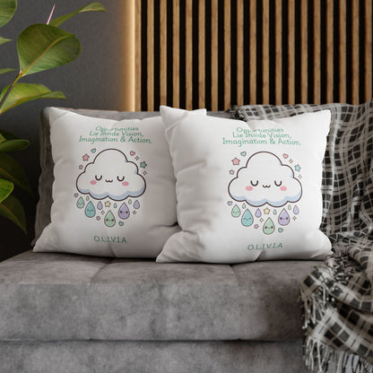 Personalized Initial Quote Cloud Dripping — Custom Sayings on Square Poly Canvas Pillowcase
