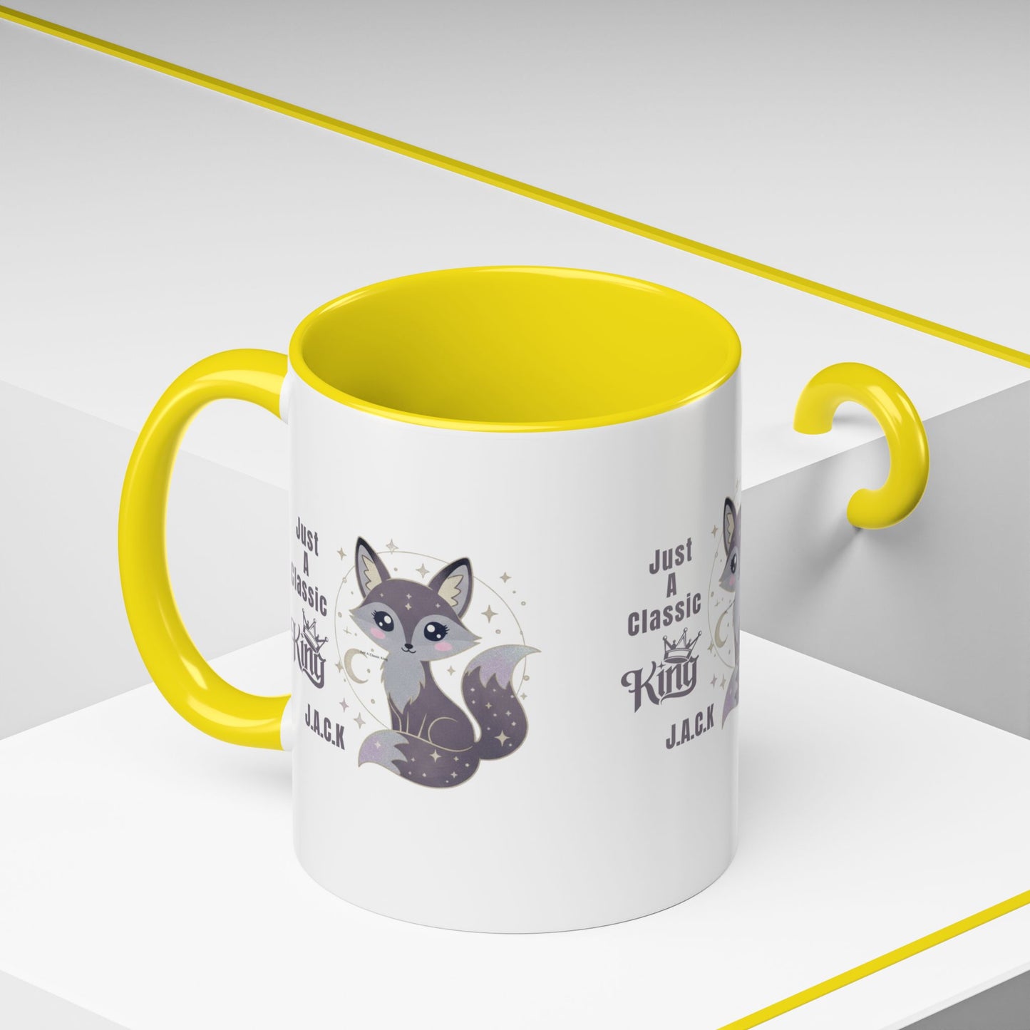 Personalized Initial Fox King Accent Coffee Mug