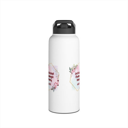 Personalized Initial Quote Floral Frame Stainless Steel Water Bottle