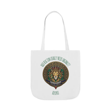 Personalized Initial Quote Circle Lion Canvas Tote Custom Name