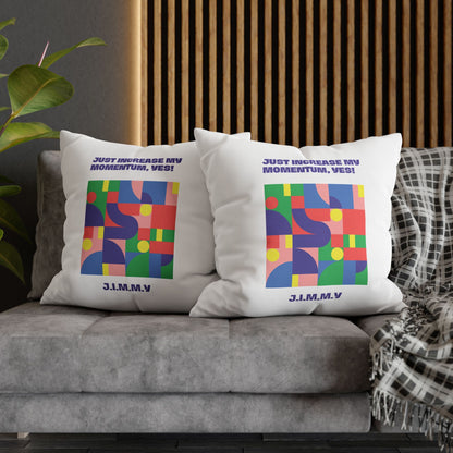Personalized Initial Quote Colorful Momentum — Custom Sayings on Square Poly Canvas Pillowcase