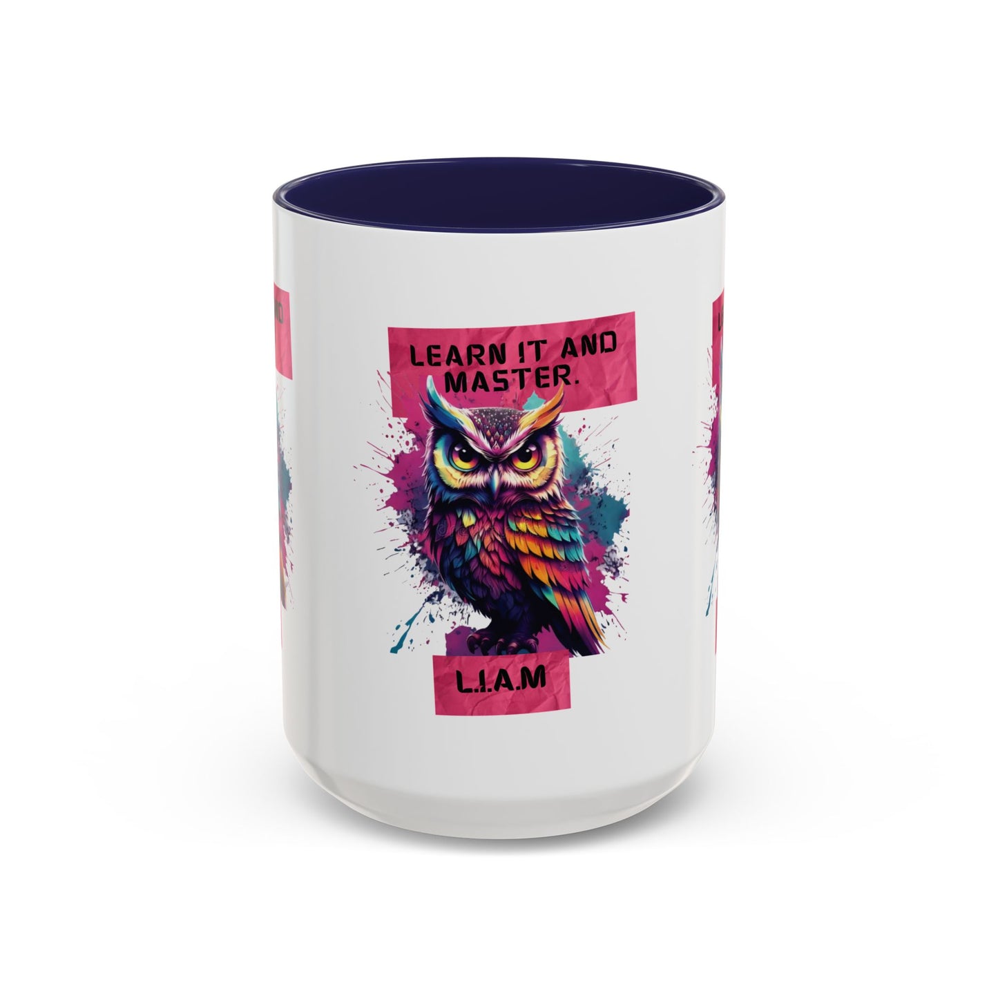 Personalized Initial Owl Accent Coffee Mug