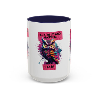 Personalized Initial Owl Accent Coffee Mug