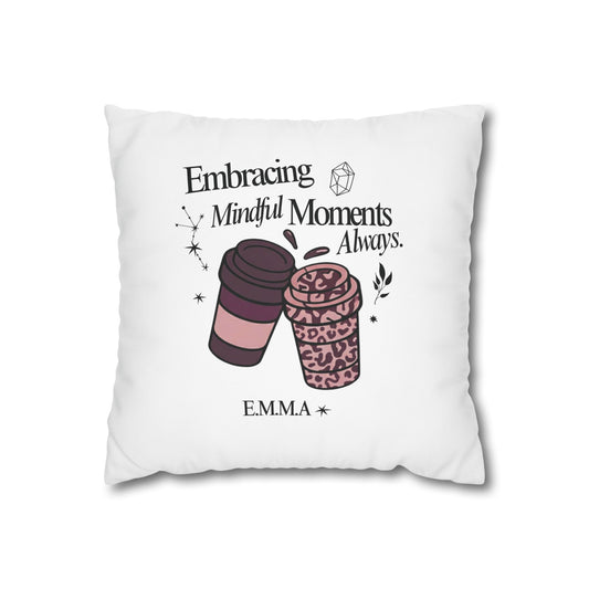 Customized monogrammed pillowcase with personalized quote. High-quality poly canvas square cushion cover, ideal for housewarming, wedding, or anniversary gifts with bespoke text.