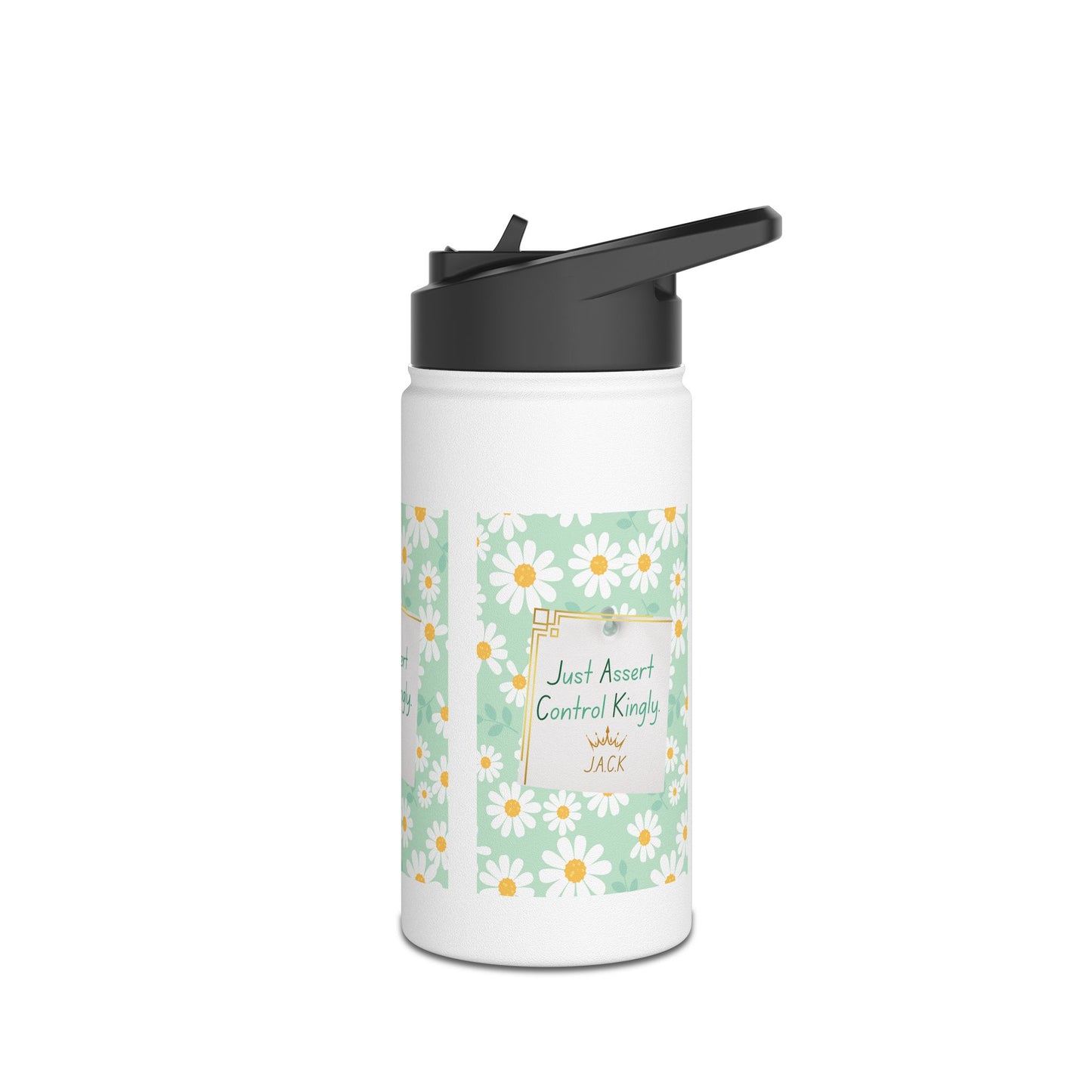 Personalized Initial Quote Floral Note Stainless Steel Water Bottle