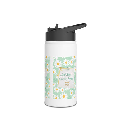 Personalized Initial Quote Floral Note Stainless Steel Water Bottle