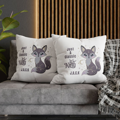 Personalized Initial Quote Fox — Custom Sayings on Square Poly Canvas Pillowcase