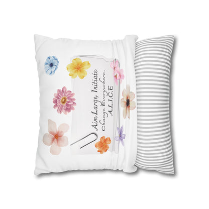 Personalized Initial Quote Clip Note — Custom Sayings on Square Poly Canvas Pillowcase