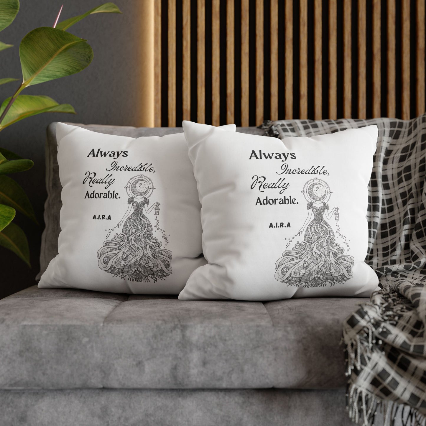 Personalized Initial Quote Light Girl — Custom Sayings on Square Poly Canvas Pillowcase