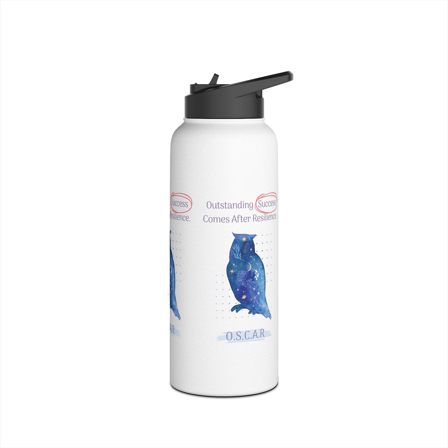 Personalized Initial Quote Owl Galaxy Stainless Steel Water Bottle