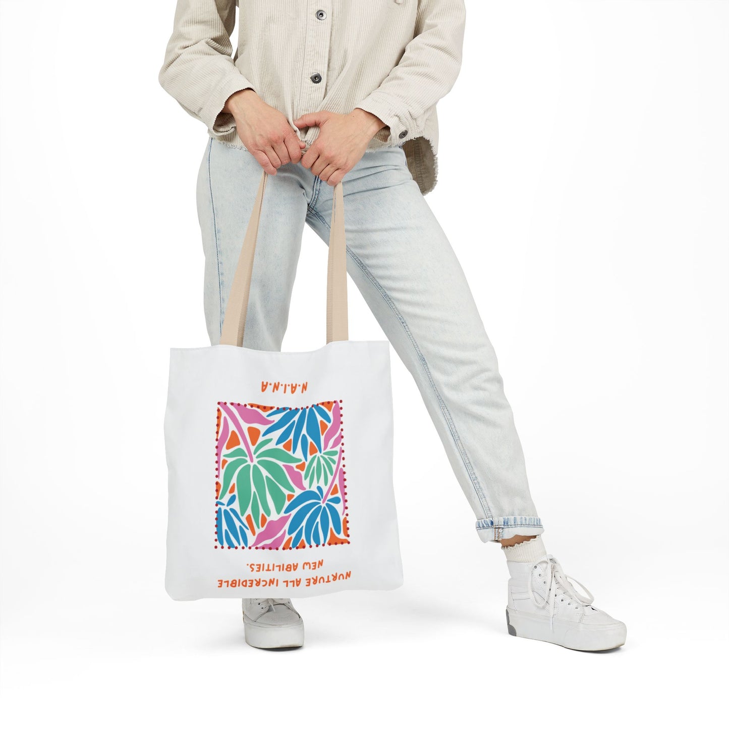 Personalized Initial Quote Colorful Momentum Canvas Tote Custom Name