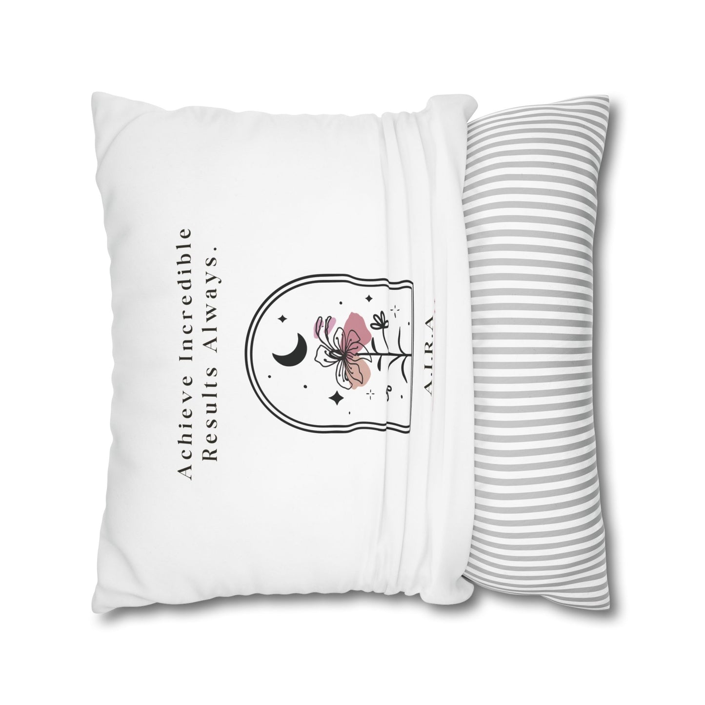 Personalized Initial Quote Floral Moon — Custom Sayings on Square Poly Canvas Pillowcase