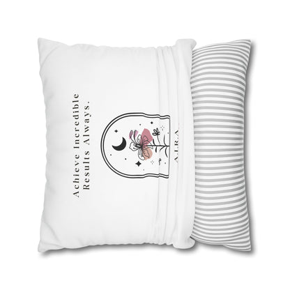 Personalized Initial Quote Floral Moon — Custom Sayings on Square Poly Canvas Pillowcase