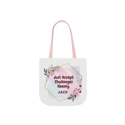 Personalized Initial Quote Floral Frame Canvas Tote Custom Name