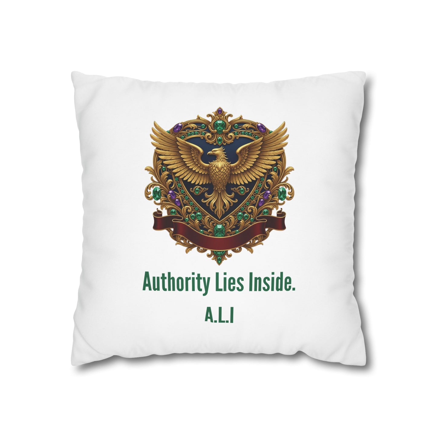 Personalized Initial Quote Eagle — Custom Sayings on Square Poly Canvas Pillowcase