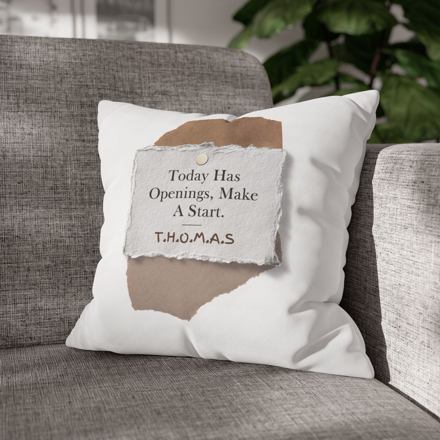 Personalized Initial Quote Torn Paper — Custom Sayings on Square Poly Canvas Pillowcase