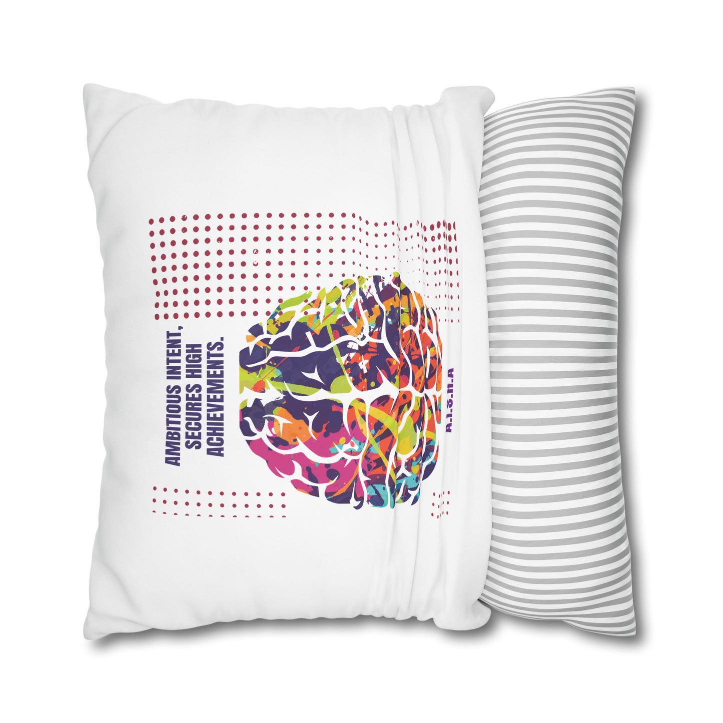 Personalized Initial Quote Brain — Custom Sayings on Square Poly Canvas Pillowcase