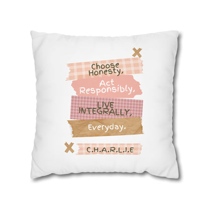 Personalized Initial Quote Note Steps — Custom Sayings on Square Poly Canvas Pillowcase