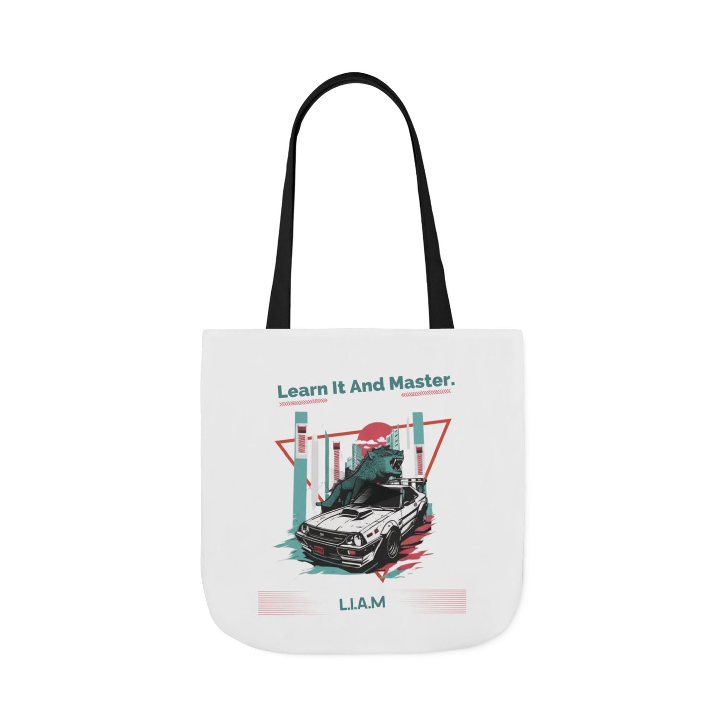 Personalized Initial Quote Dinosaur Car Canvas Tote Custom Name