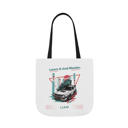 Personalized Initial Quote Dinosaur Car Canvas Tote Custom Name