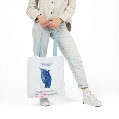 Personalized Initial Quote Owl Galaxy Canvas Tote Custom Name