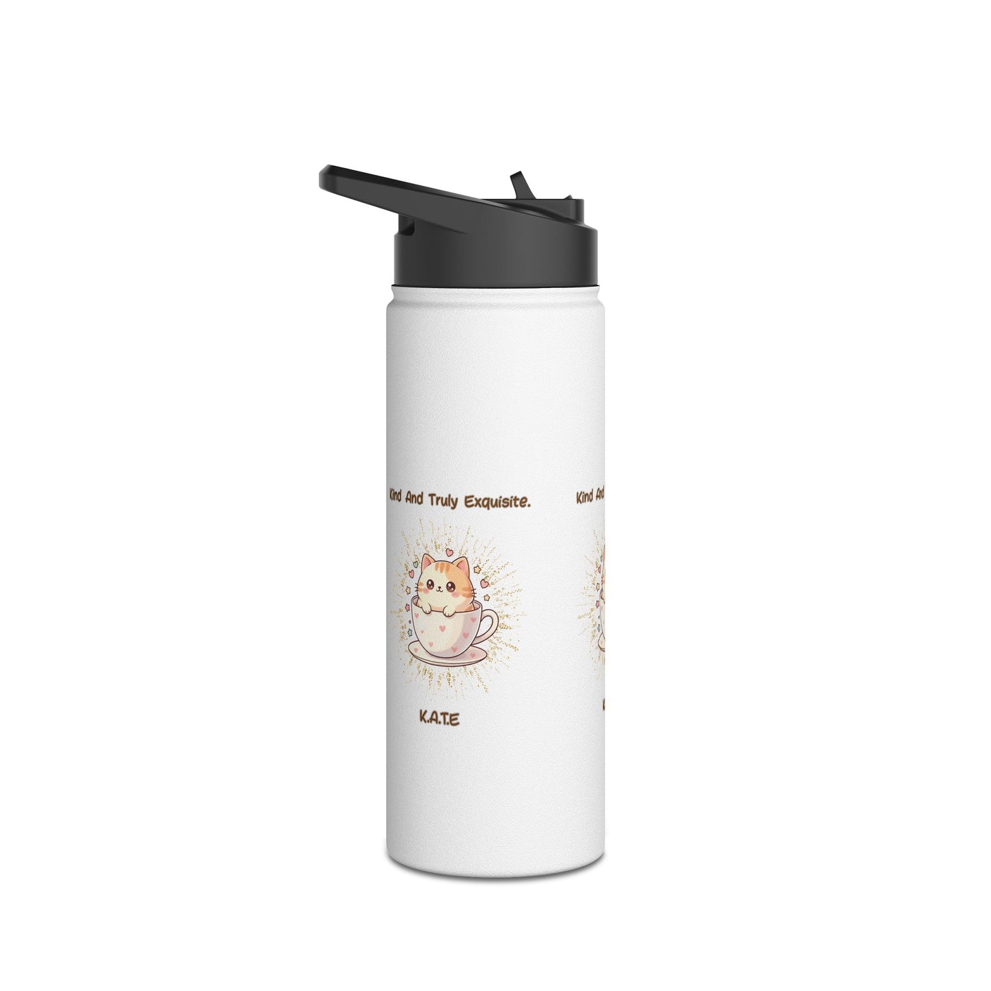 Personalized Initial Quote Exquisite Cat Stainless Steel Water Bottle