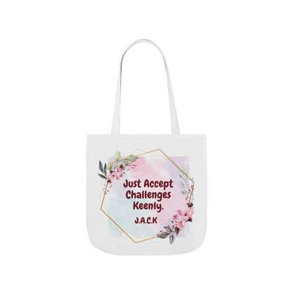 Personalized Initial Quote Floral Frame Canvas Tote Custom Name