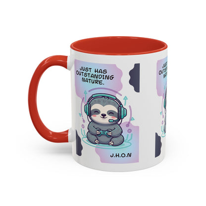 Personalized Initial Sloth Gamer Accent Coffee Mug
