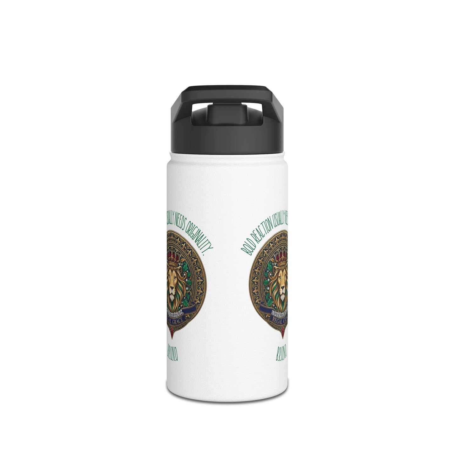 Personalized Initial Quote Circled Lion Stainless Steel Water Bottle