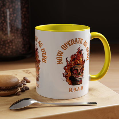 Personalized Initial Fire Skull Accent Coffee Mug