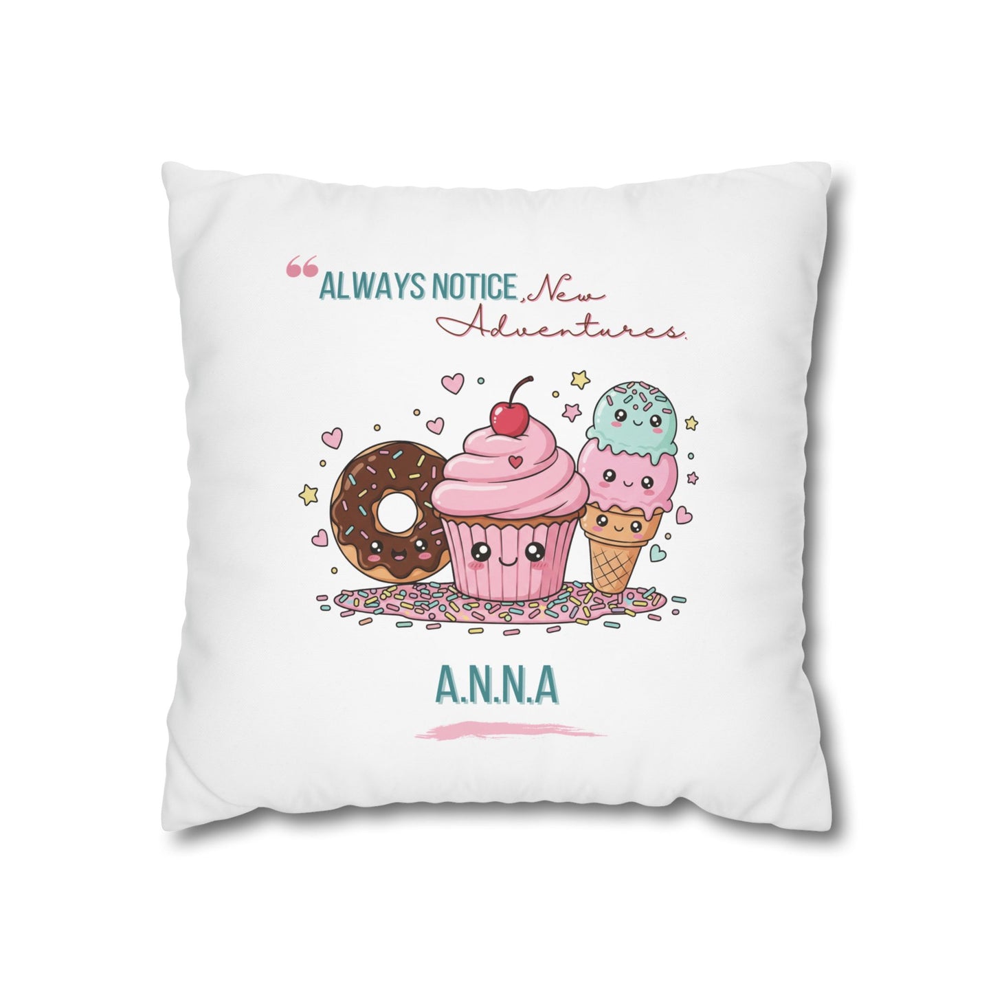 Personalized Initial Quote Sweet Treat — Custom Sayings on Square Poly Canvas Pillowcase