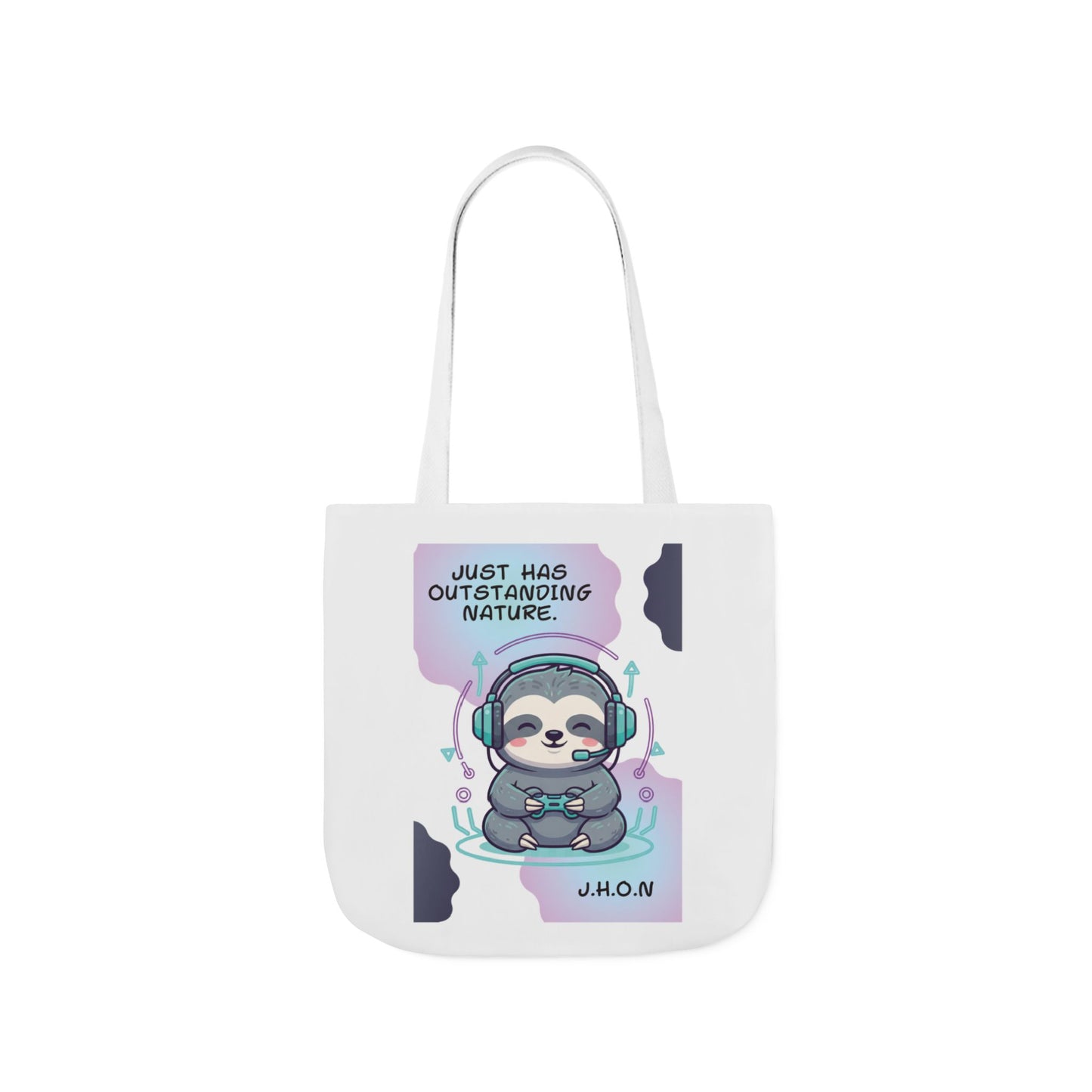 Personalized Initial Quote Sloth Gamer Canvas Tote Custom Name