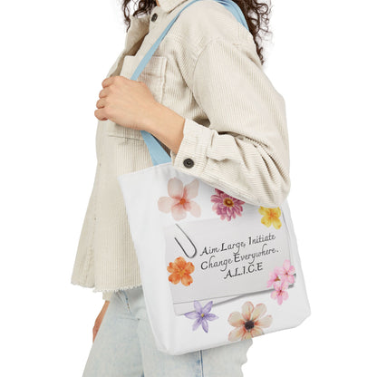 Personalized Initial Quote Floral Clip Canvas Tote Custom Name