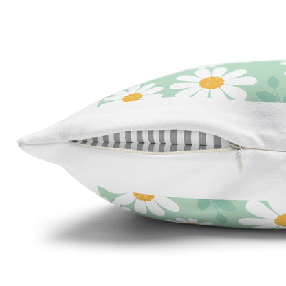 Personalized Initial Quote Floral Inspirational — Custom Sayings on Square Poly Canvas Pillowcase