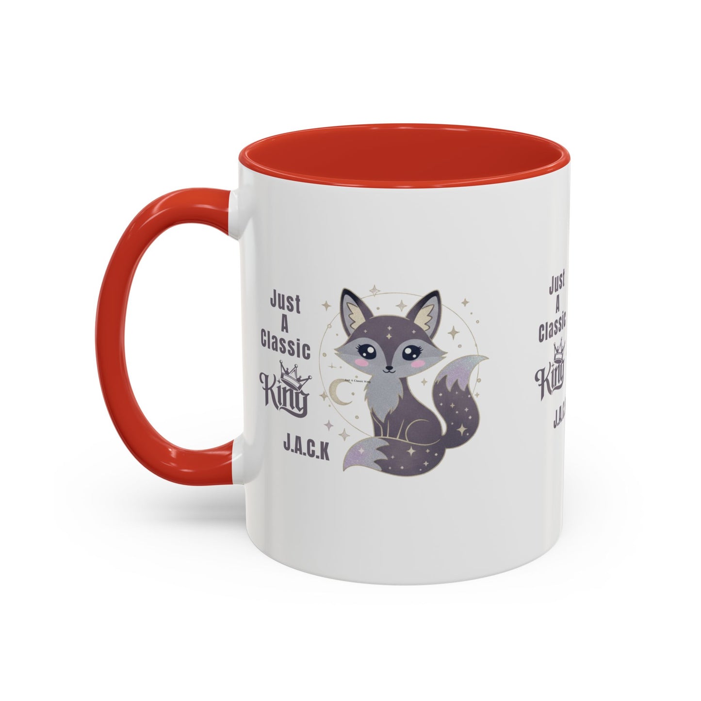 Personalized Initial Fox King Accent Coffee Mug