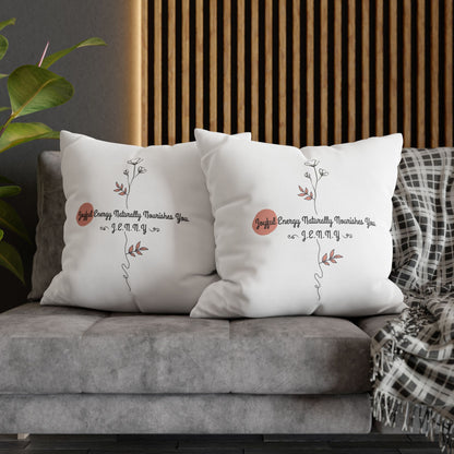 Personalized Initial Floral Minimalist — Custom Sayings on Square Poly Canvas Pillowcase