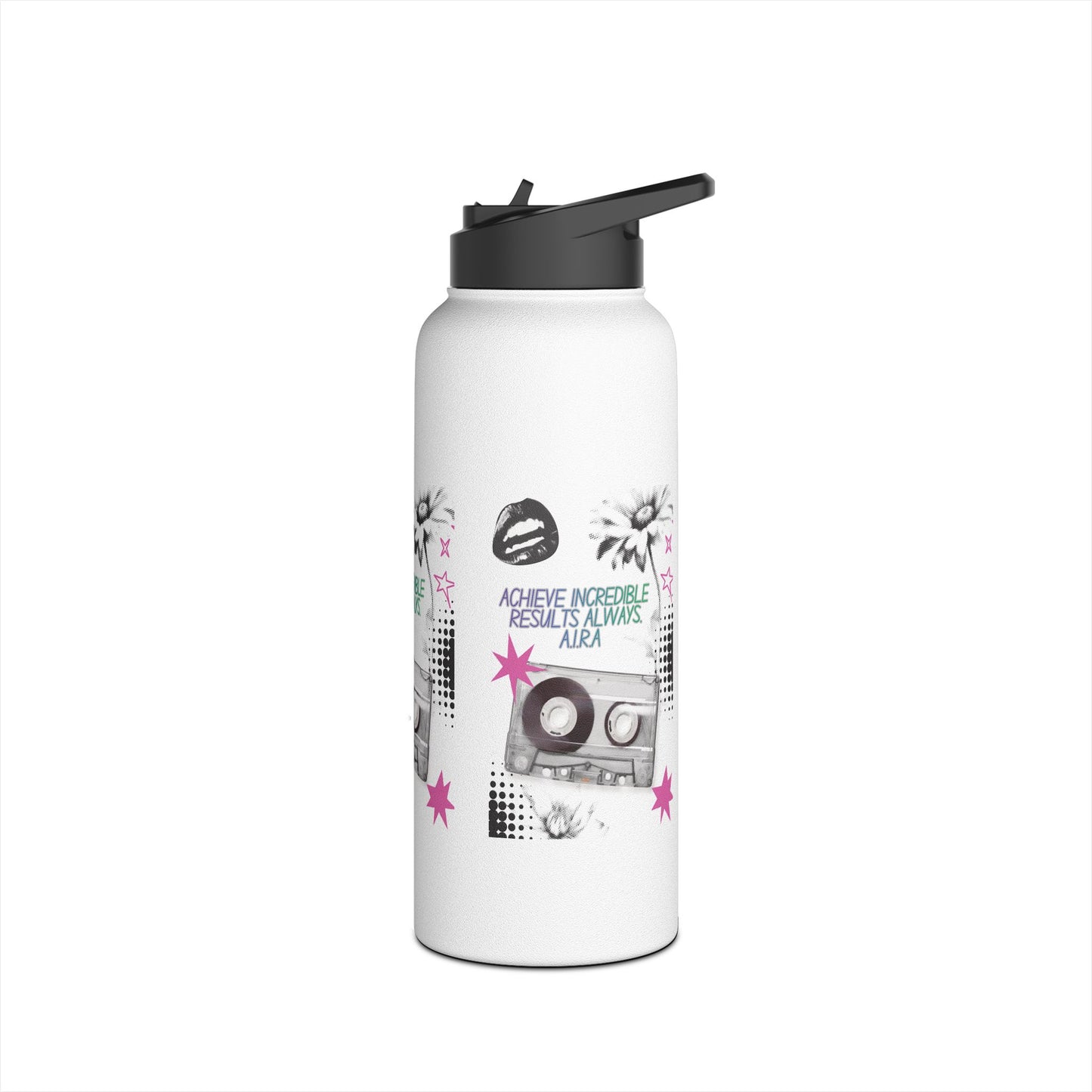 Personalized Initial Quote Cassette Stainless Steel Water Bottle