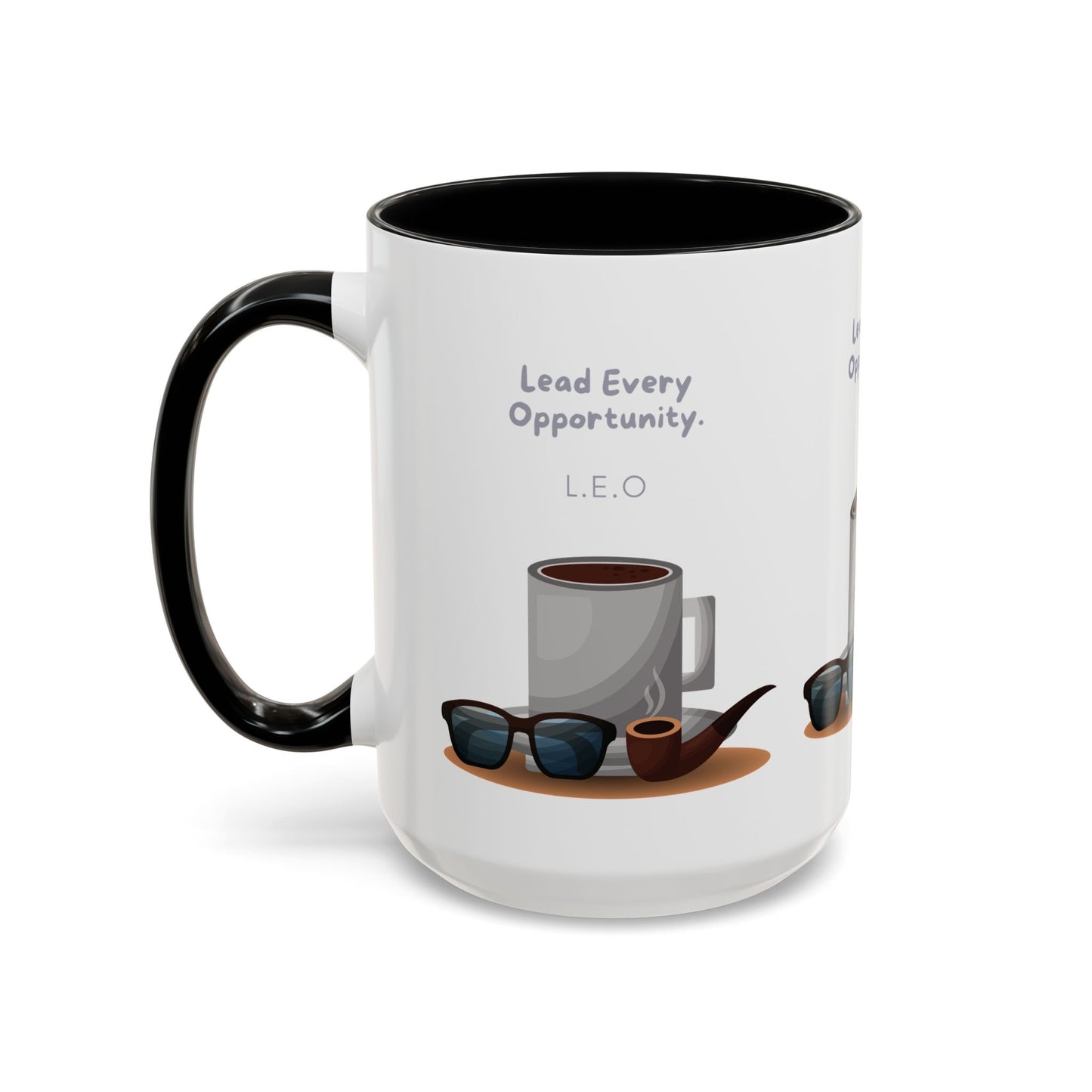 Personalized Initial Coffee and Sunglasses Accent Coffee Mug