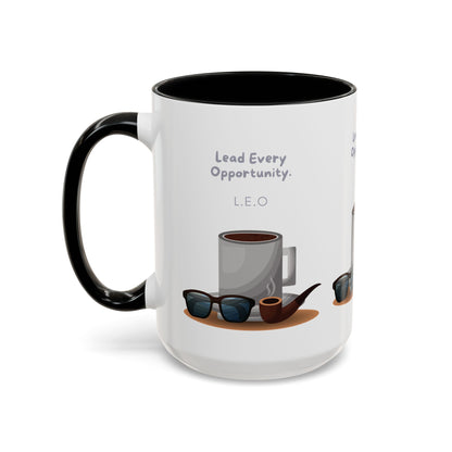 Personalized Initial Coffee and Sunglasses Accent Coffee Mug