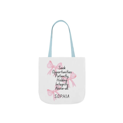 Personalized Initial Quote Pink Bow Canvas Tote Custom Name