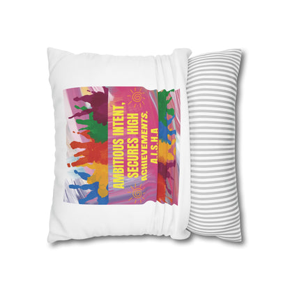Personalized Initial Quote Colorful Paint — Custom Sayings on Square Poly Canvas Pillowcase