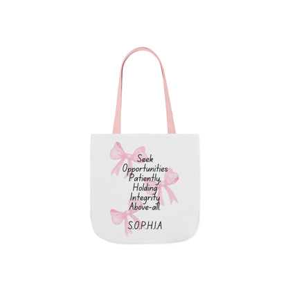 Personalized Initial Quote Pink Bow Canvas Tote Custom Name